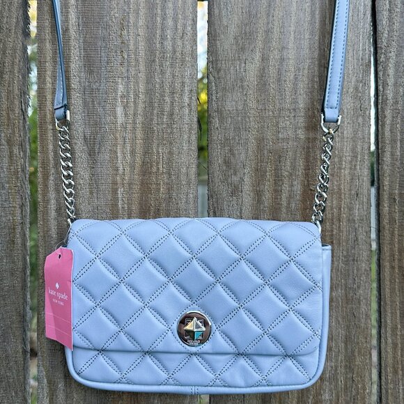 Handbags - Kate Spade Natalia Flap Turnlock Crossbody Bag In brushed Steel NWT/shopping Bag